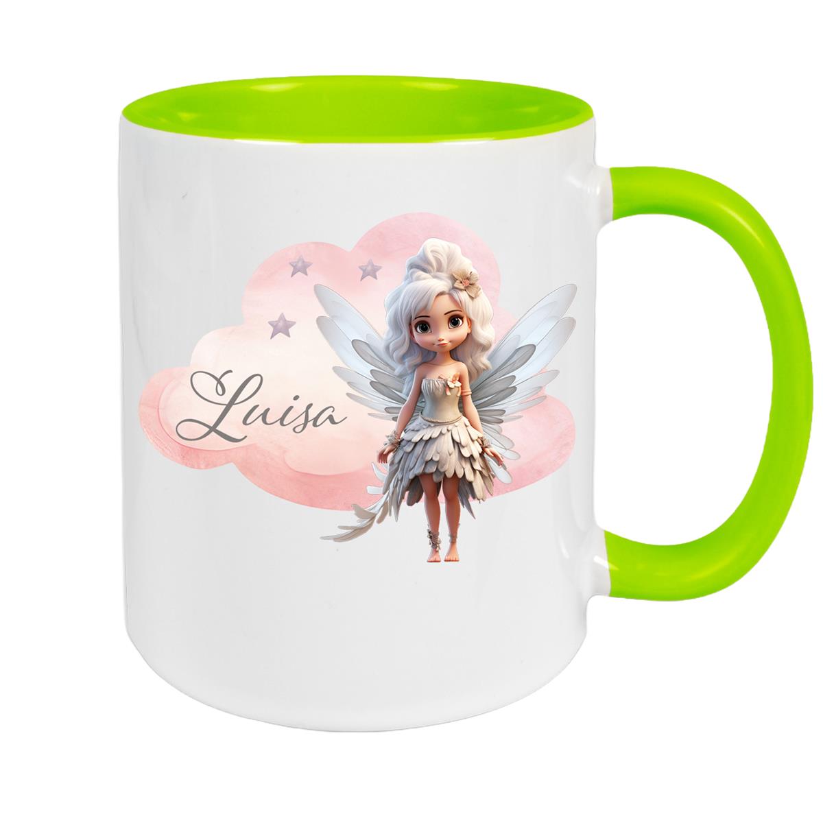 Tasse Fee 1 Wunschname Keramik Kinderbecher personalisiert versch. Farben