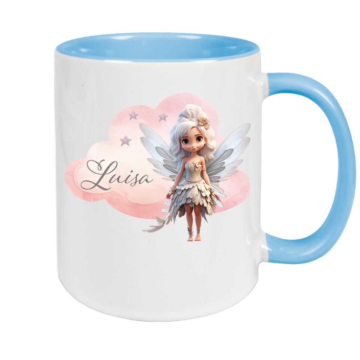 Tasse Fee 1 Wunschname Keramik Kinderbecher personalisiert versch. Farben