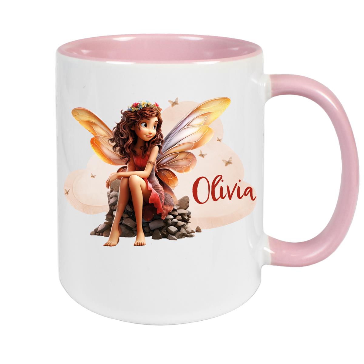 Tasse Fee 2 Wunschname Keramik Kinderbecher personalisiert versch. Farben