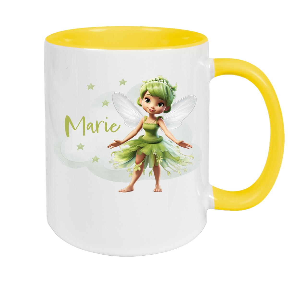 Tasse Fee 3 Wunschname Keramik Kinderbecher personalisiert versch. Farben