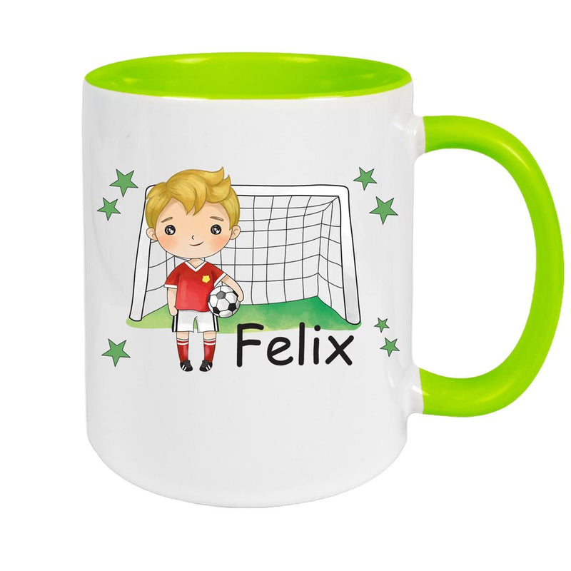 Tasse Fußball 1 Wunschname Keramik Kinderbecher personalisiert versch. Farben