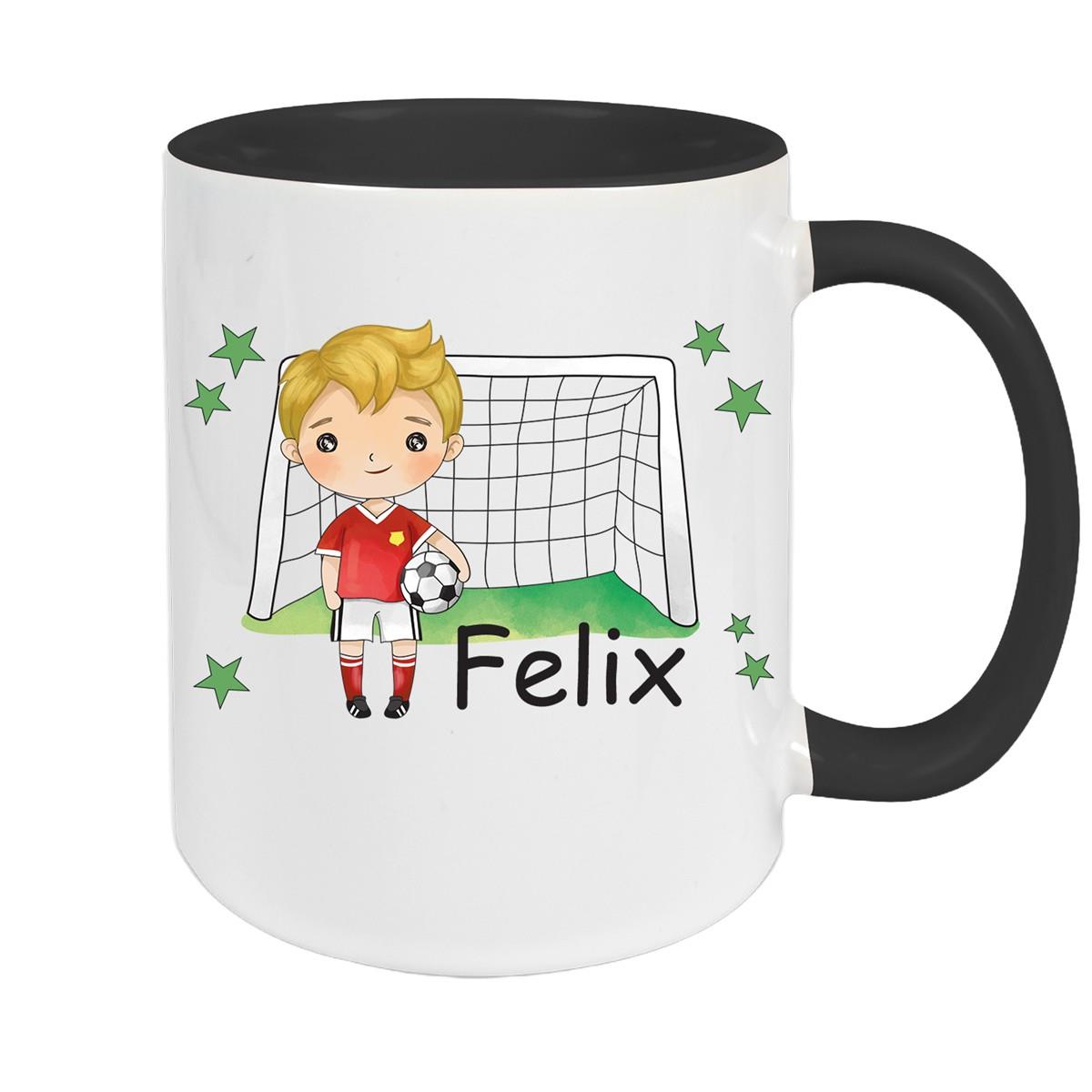 Tasse Fußball 1 Wunschname Keramik Kinderbecher personalisiert versch. Farben