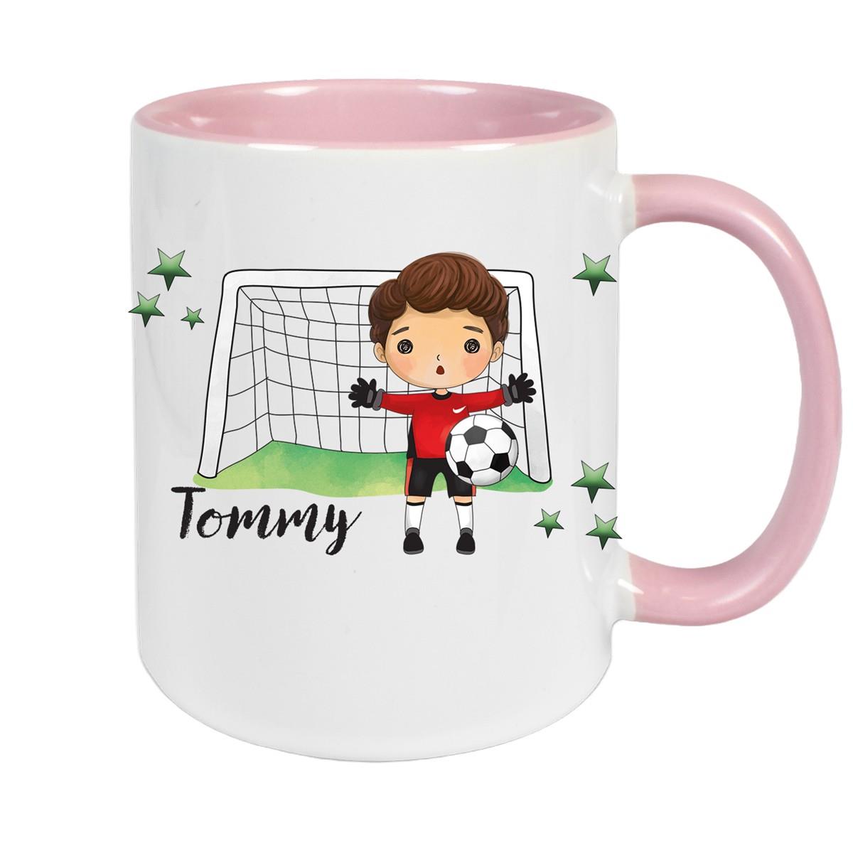 Tasse Fußball 3 Wunschname Keramik Kinderbecher personalisiert versch. Farben