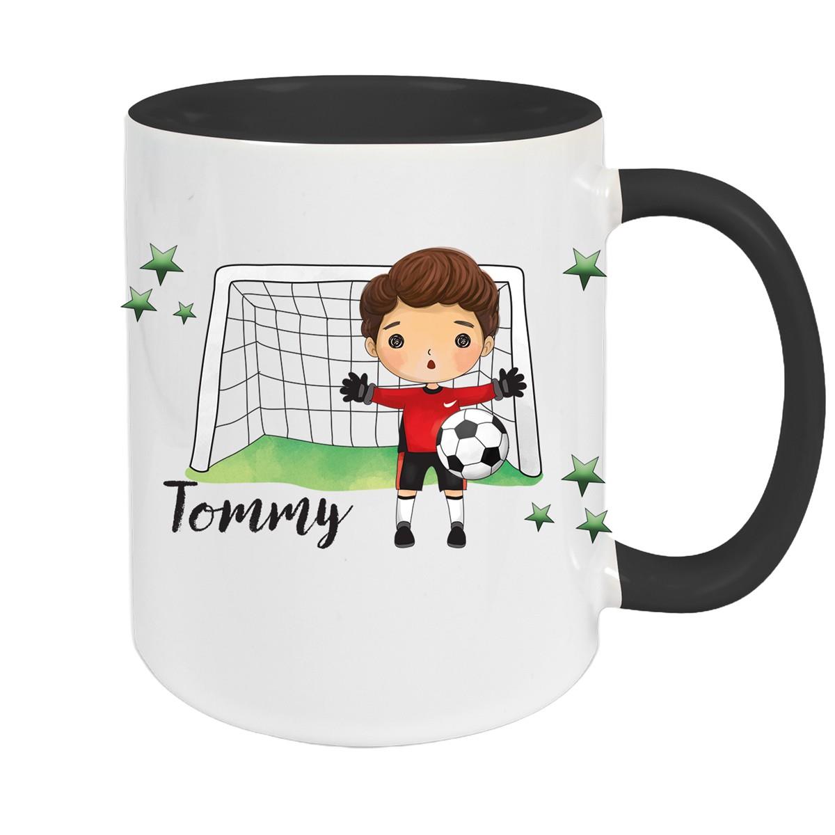 Tasse Fußball 3 Wunschname Keramik Kinderbecher personalisiert versch. Farben