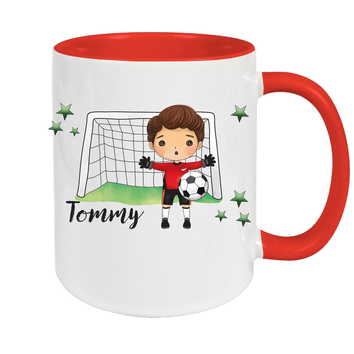 Tasse Fußball 3 Wunschname Keramik Kinderbecher personalisiert versch. Farben