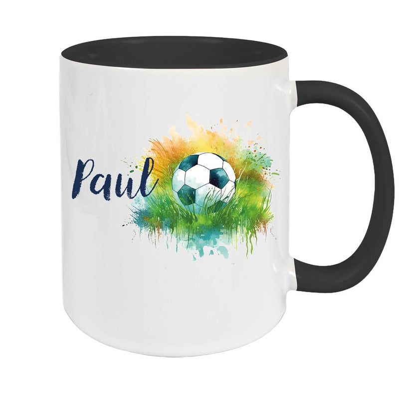 Tasse Fußball 5 Wunschname Keramik Kinderbecher personalisiert versch. Farben
