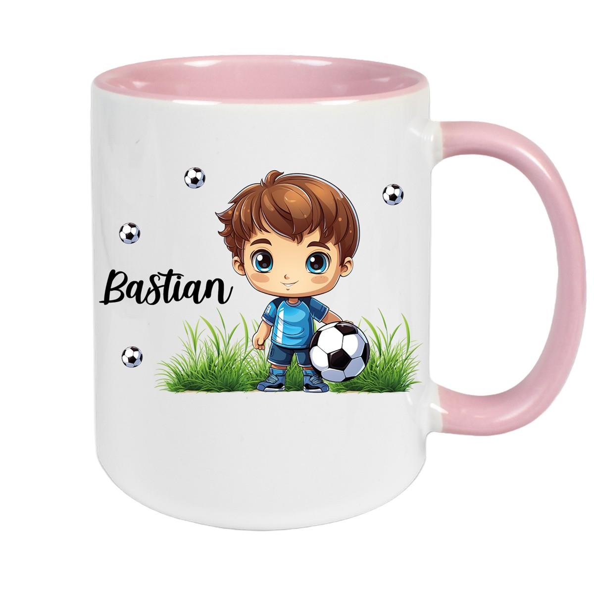 Tasse Fußball 6 Wunschname Keramik Kinderbecher personalisiert versch. Farben
