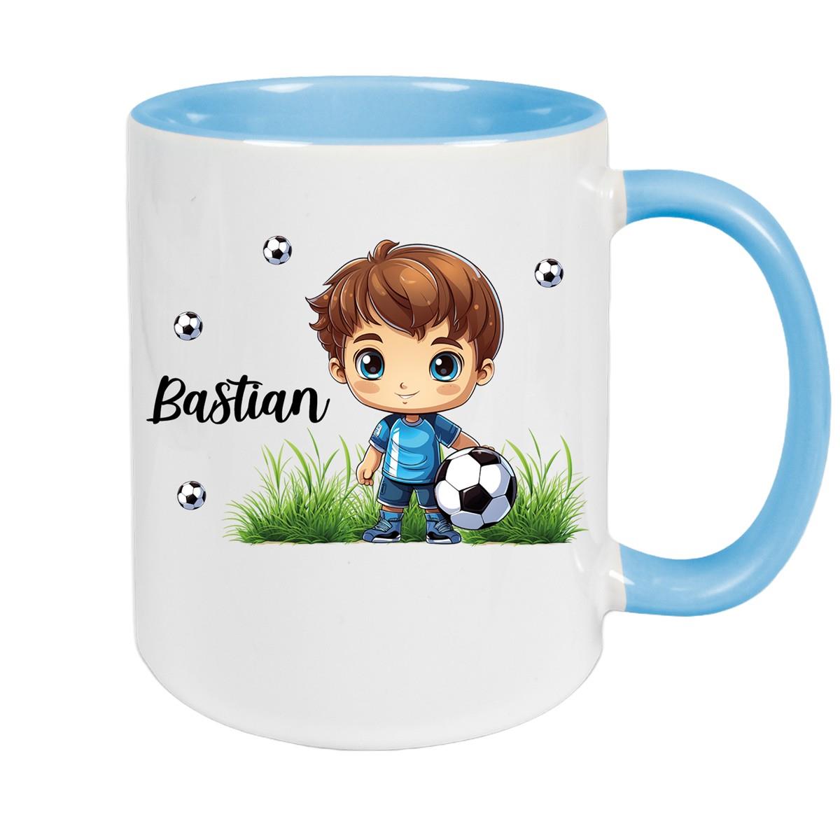 Tasse Fußball 6 Wunschname Keramik Kinderbecher personalisiert versch. Farben