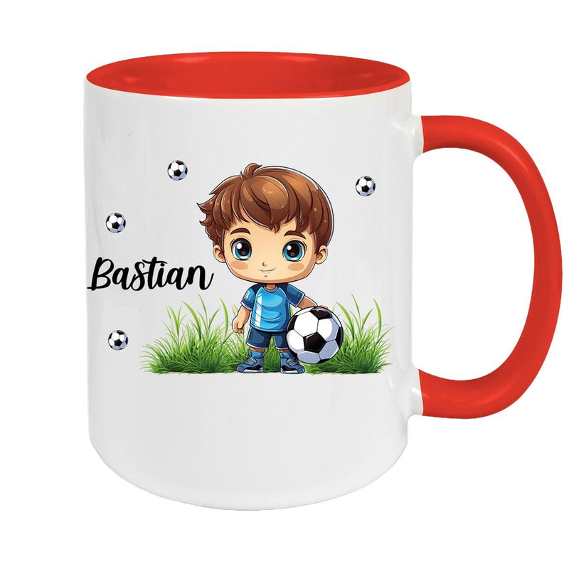 Tasse Fußball 6 Wunschname Keramik Kinderbecher personalisiert versch. Farben