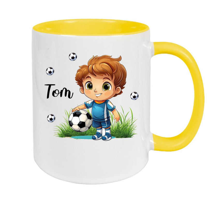 Tasse Fußball 7 Wunschname Keramik Kinderbecher personalisiert versch. Farben