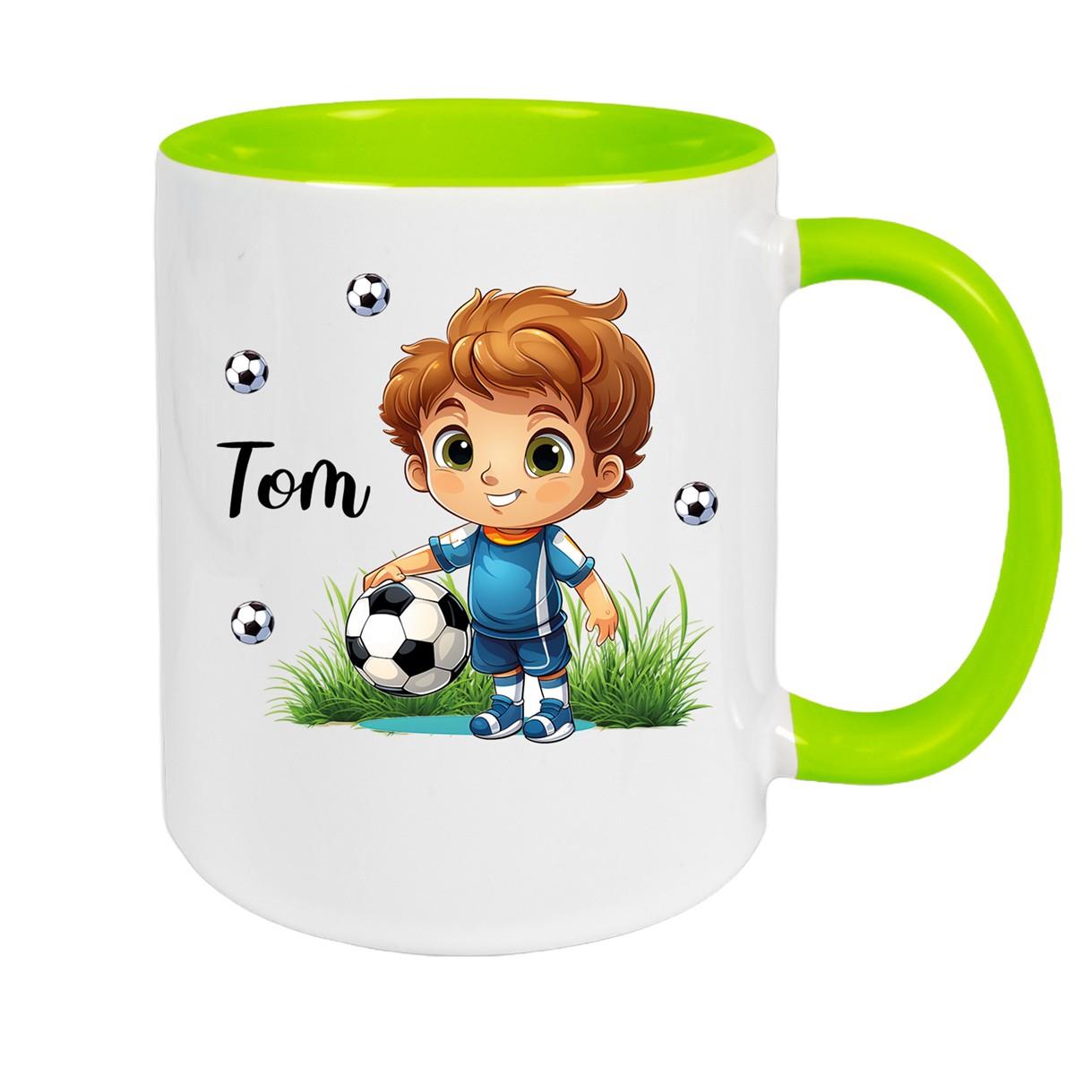 Tasse Fußball 7 Wunschname Keramik Kinderbecher personalisiert versch. Farben