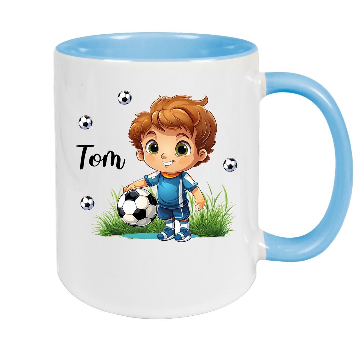 Tasse Fußball 7 Wunschname Keramik Kinderbecher personalisiert versch. Farben