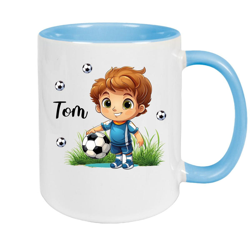 Tasse Fußball 7 Wunschname Keramik Kinderbecher personalisiert versch. Farben