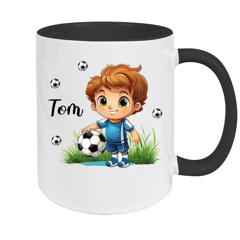 Tasse Fußball 7 Wunschname Keramik Kinderbecher personalisiert versch. Farben
