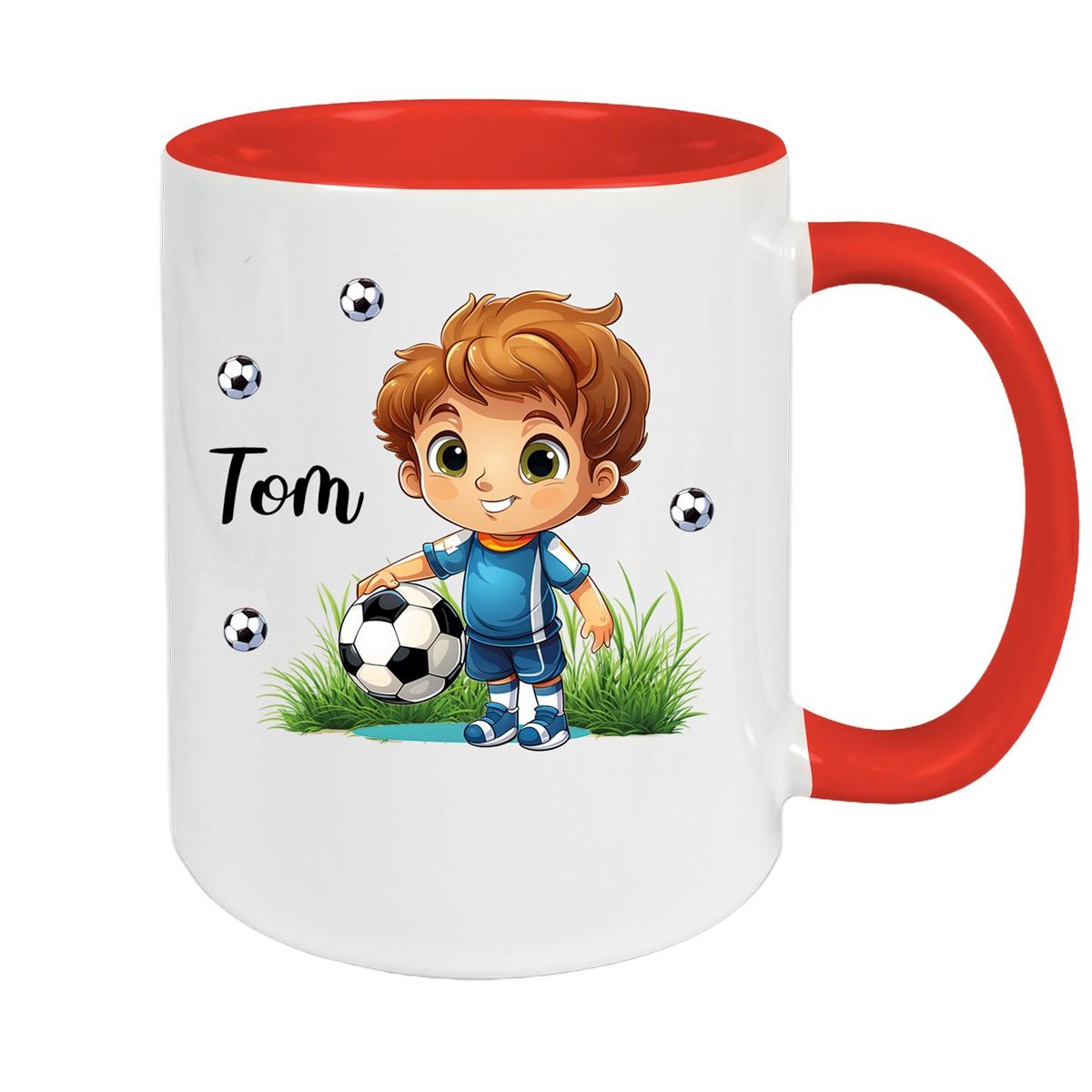 Tasse Fußball 7 Wunschname Keramik Kinderbecher personalisiert versch. Farben