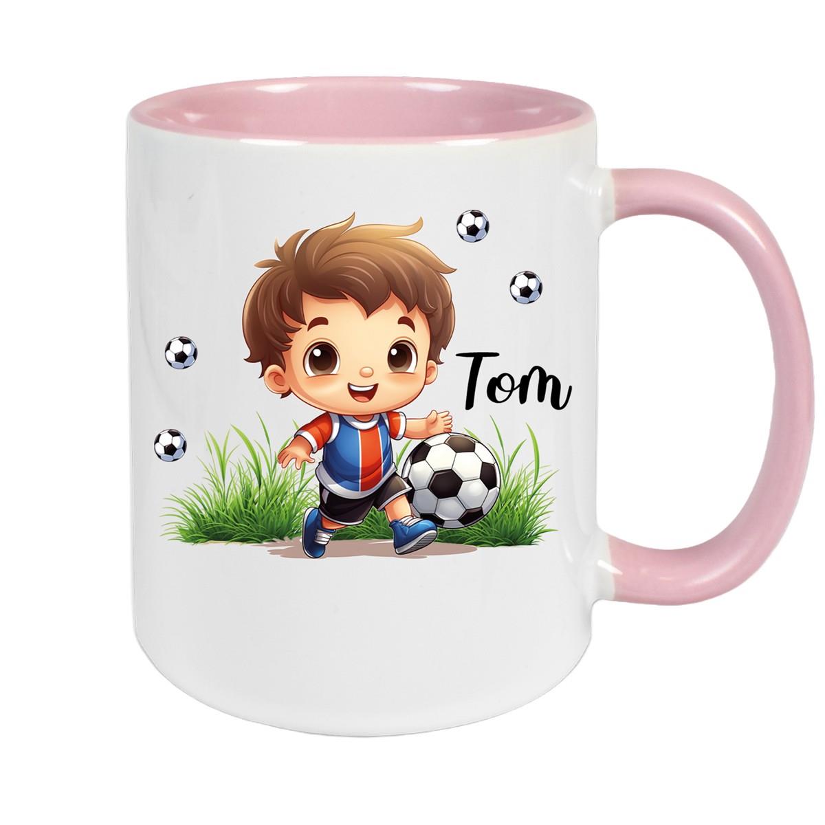 Tasse Fußball 8 Wunschname Keramik Kinderbecher personalisiert versch. Farben
