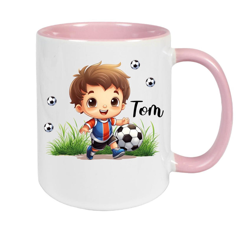 Tasse Fußball 8 Wunschname Keramik Kinderbecher personalisiert versch. Farben