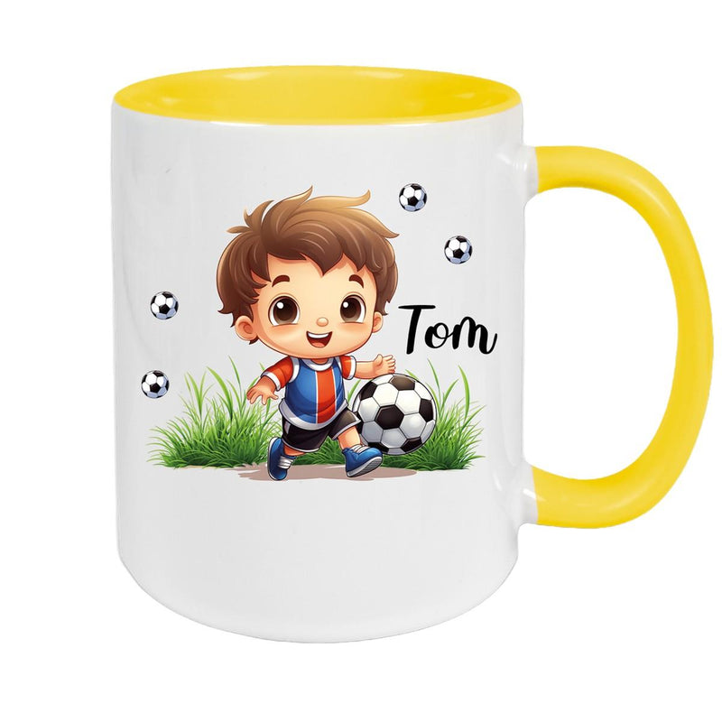 Tasse Fußball 8 Wunschname Keramik Kinderbecher personalisiert versch. Farben