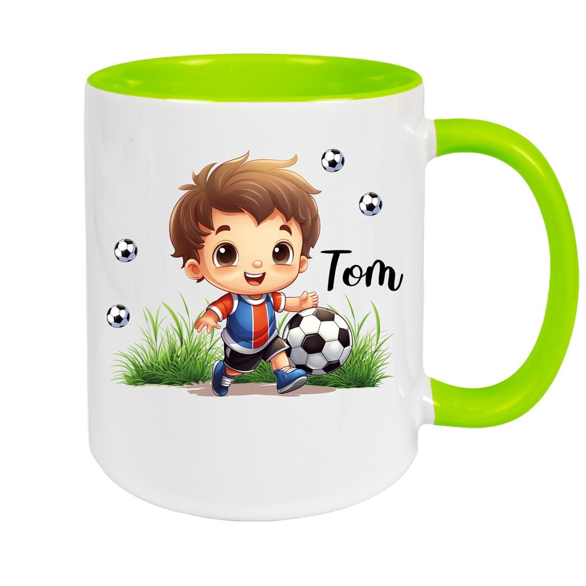 Tasse Fußball 8 Wunschname Keramik Kinderbecher personalisiert versch. Farben