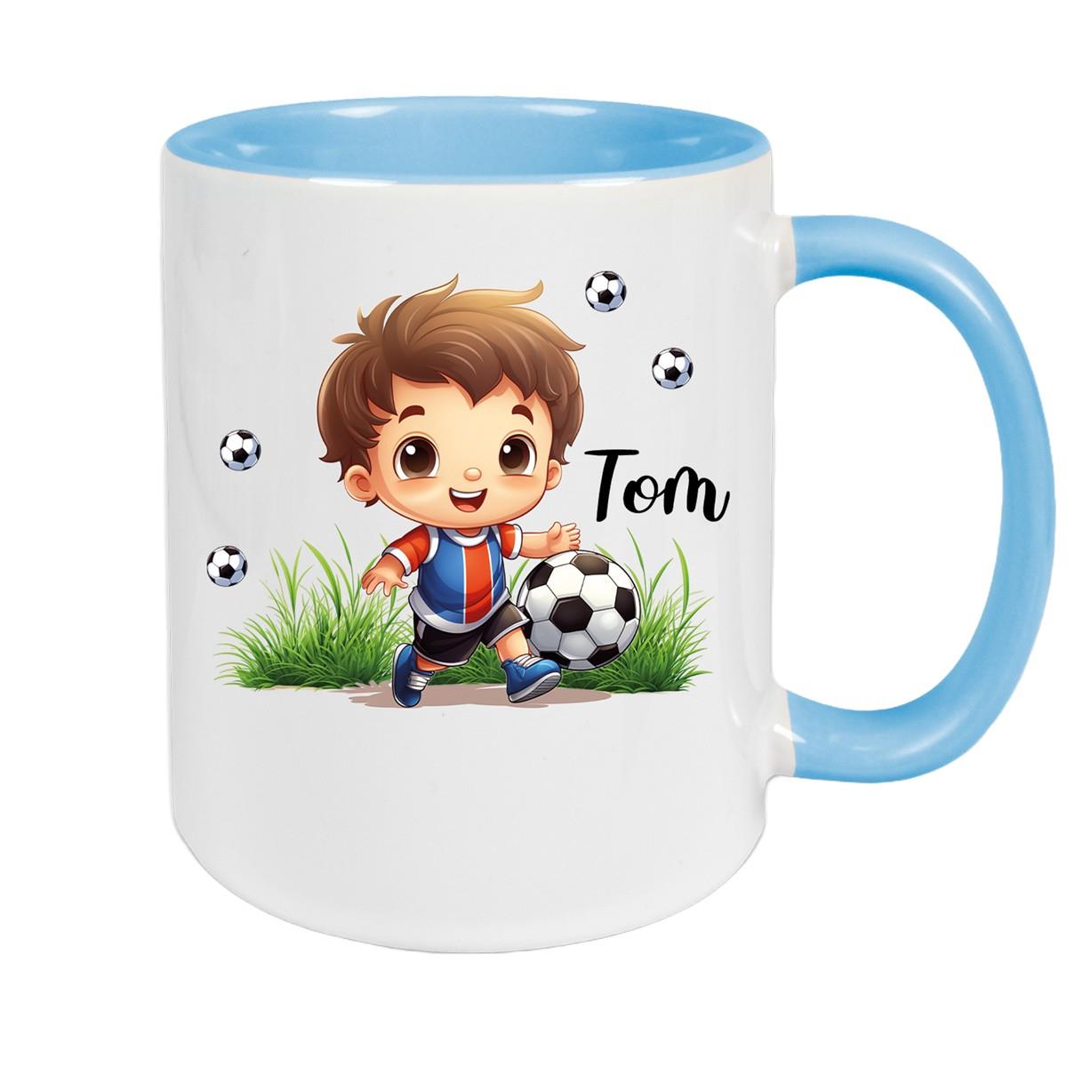 Tasse Fußball 8 Wunschname Keramik Kinderbecher personalisiert versch. Farben