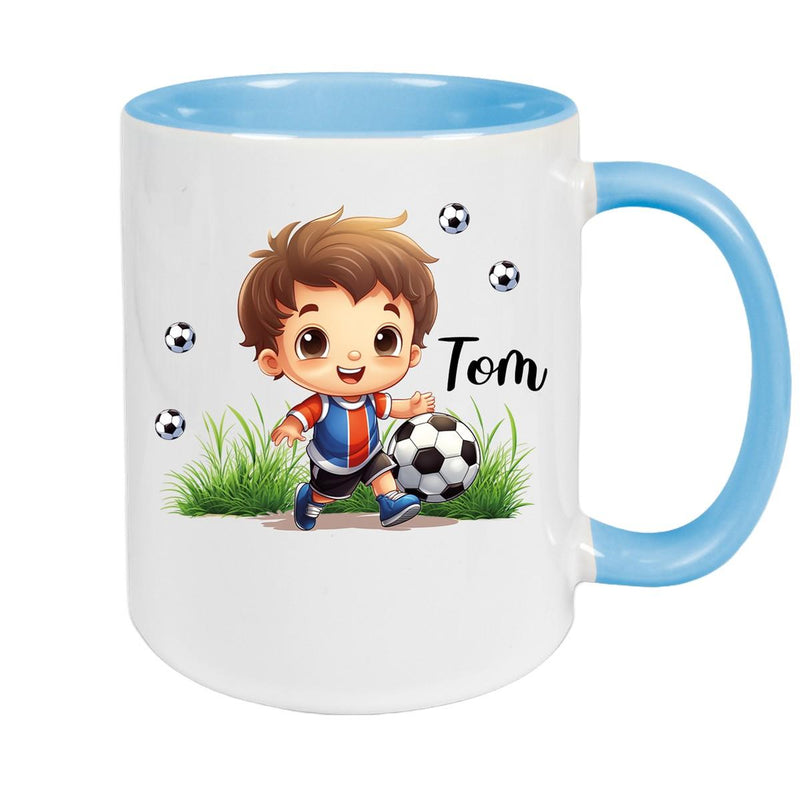 Tasse Fußball 8 Wunschname Keramik Kinderbecher personalisiert versch. Farben