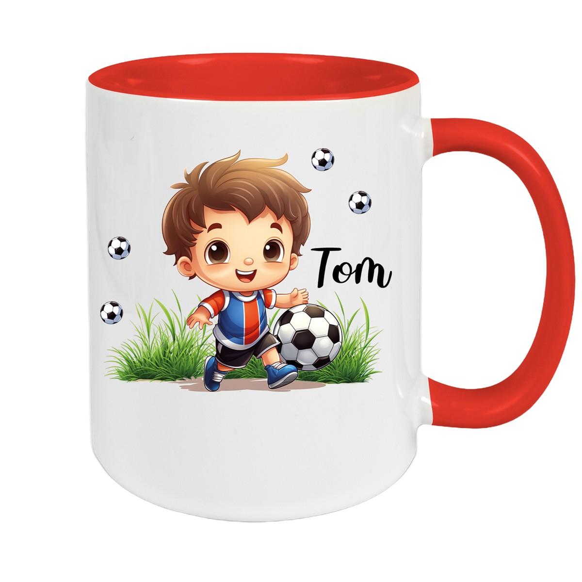 Tasse Fußball 8 Wunschname Keramik Kinderbecher personalisiert versch. Farben