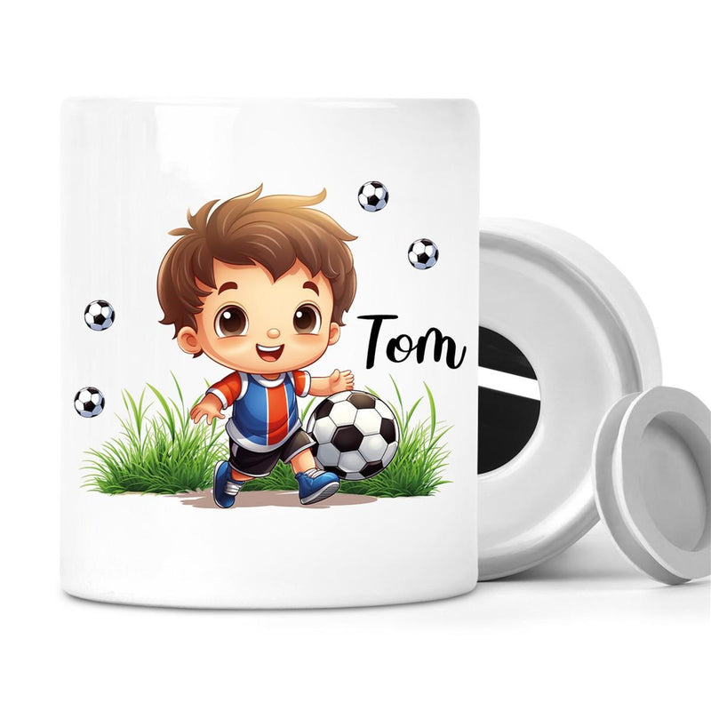 Spardose mit Wunschname Fußball 8 personalisiert