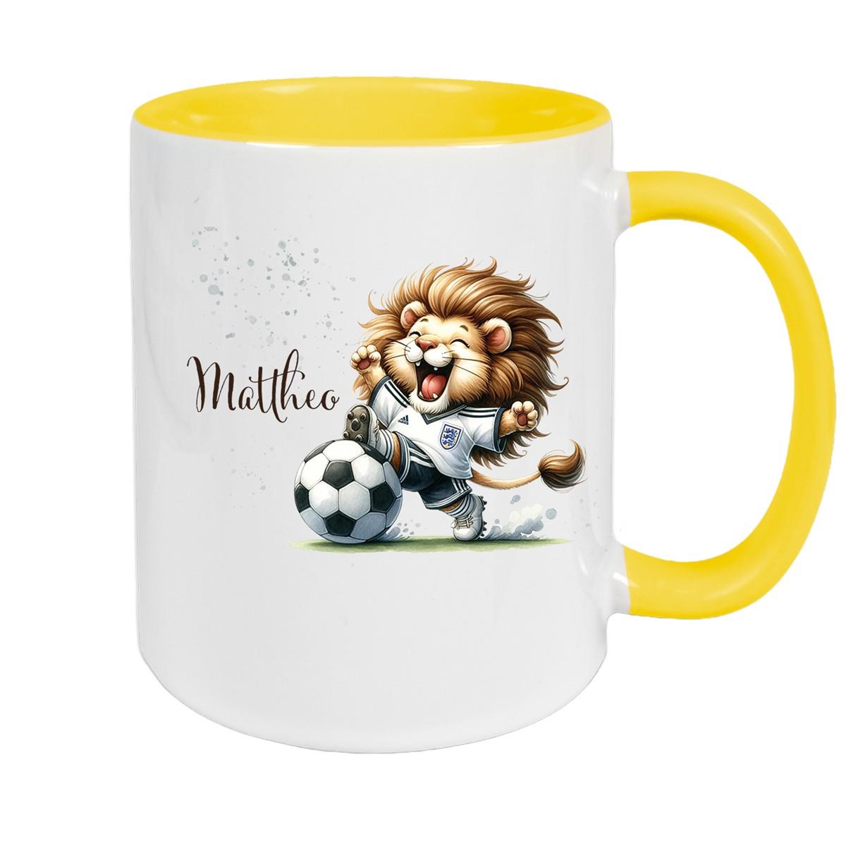 Tasse Fußball 9 Wunschname Keramik Kinderbecher personalisiert versch. Farben