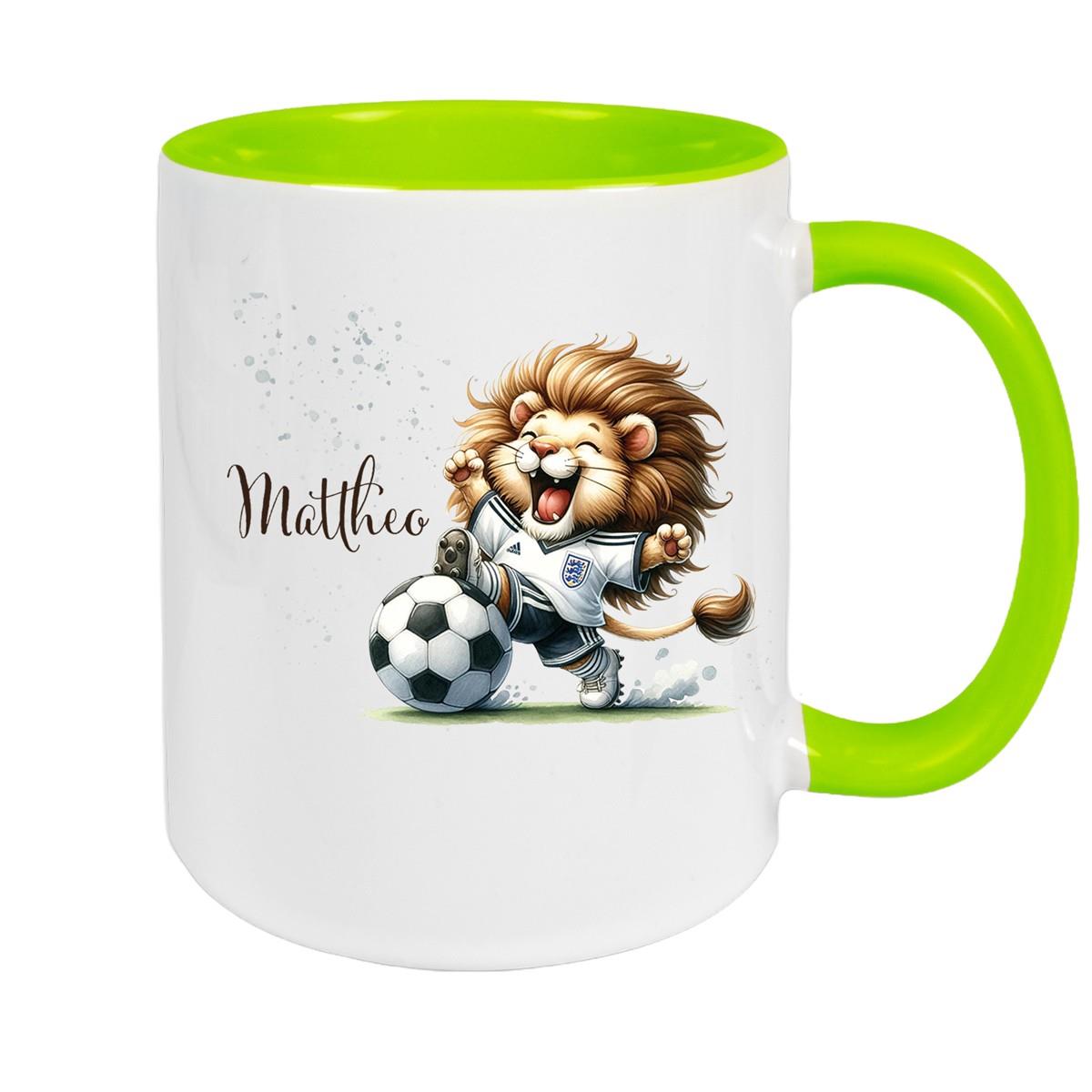 Tasse Fußball 9 Wunschname Keramik Kinderbecher personalisiert versch. Farben