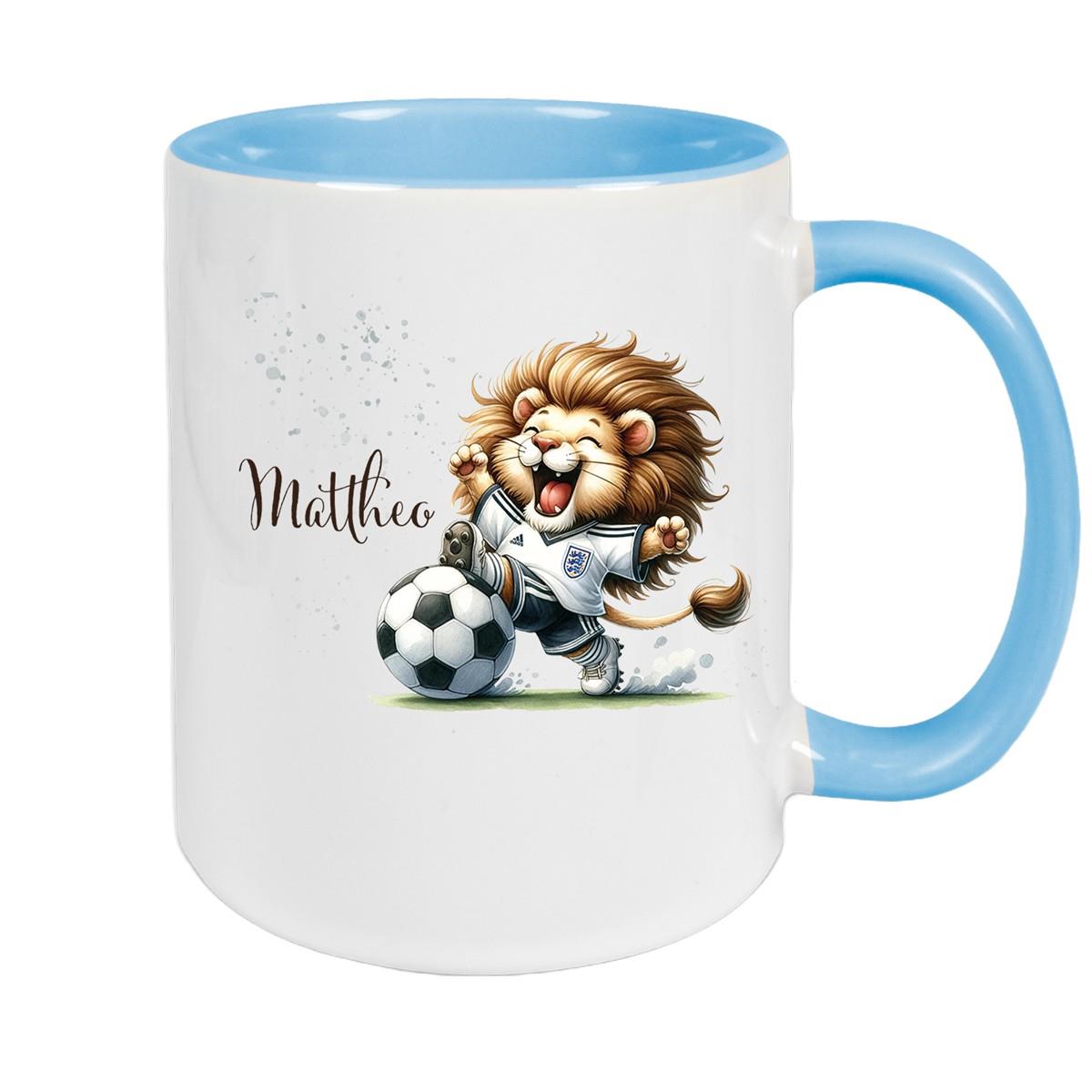 Tasse Fußball 9 Wunschname Keramik Kinderbecher personalisiert versch. Farben