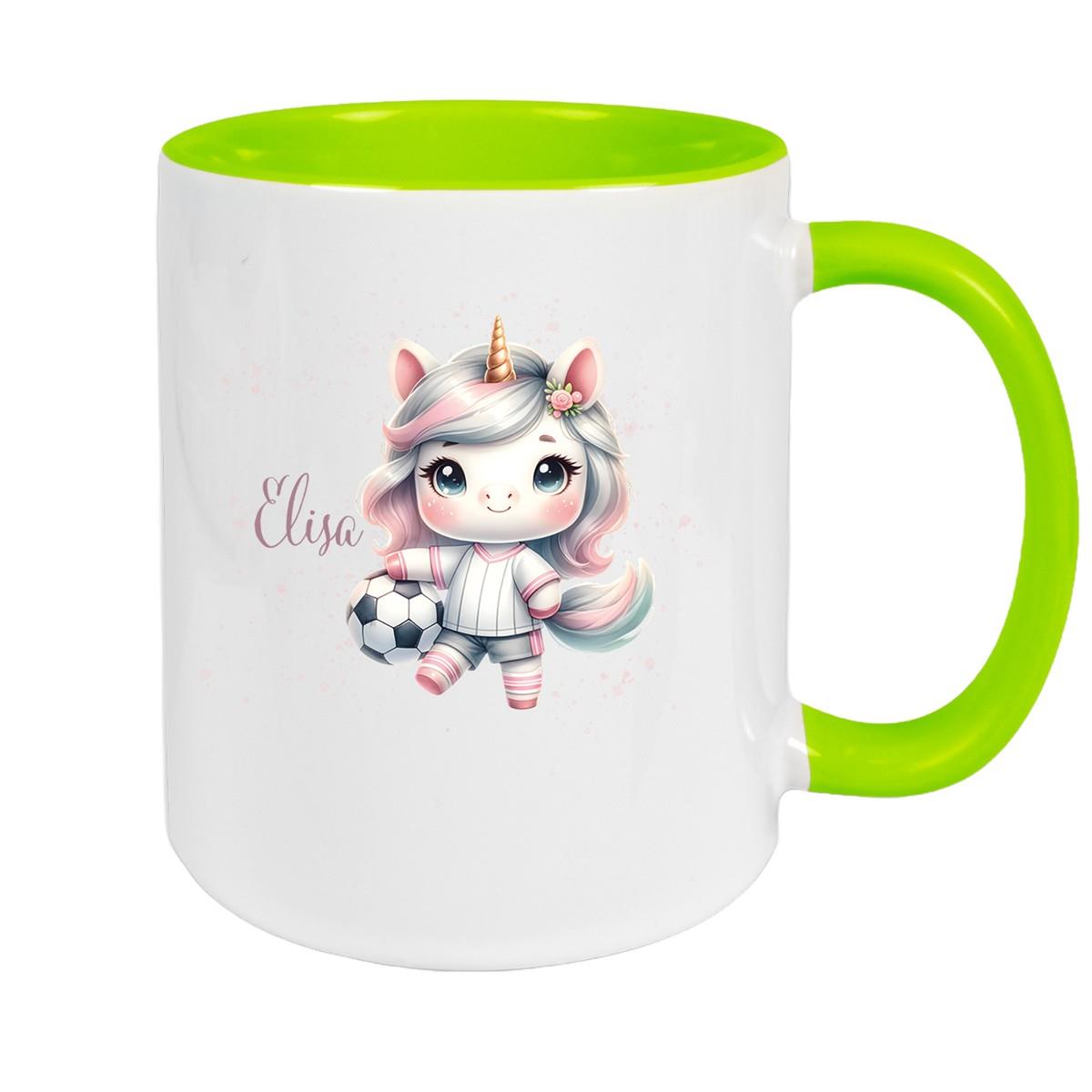 Tasse Fußball 10 Wunschname Keramik Kinderbecher personalisiert versch. Farben