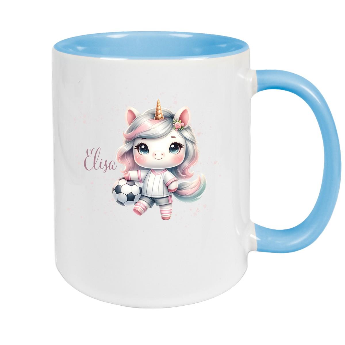 Tasse Fußball 10 Wunschname Keramik Kinderbecher personalisiert versch. Farben