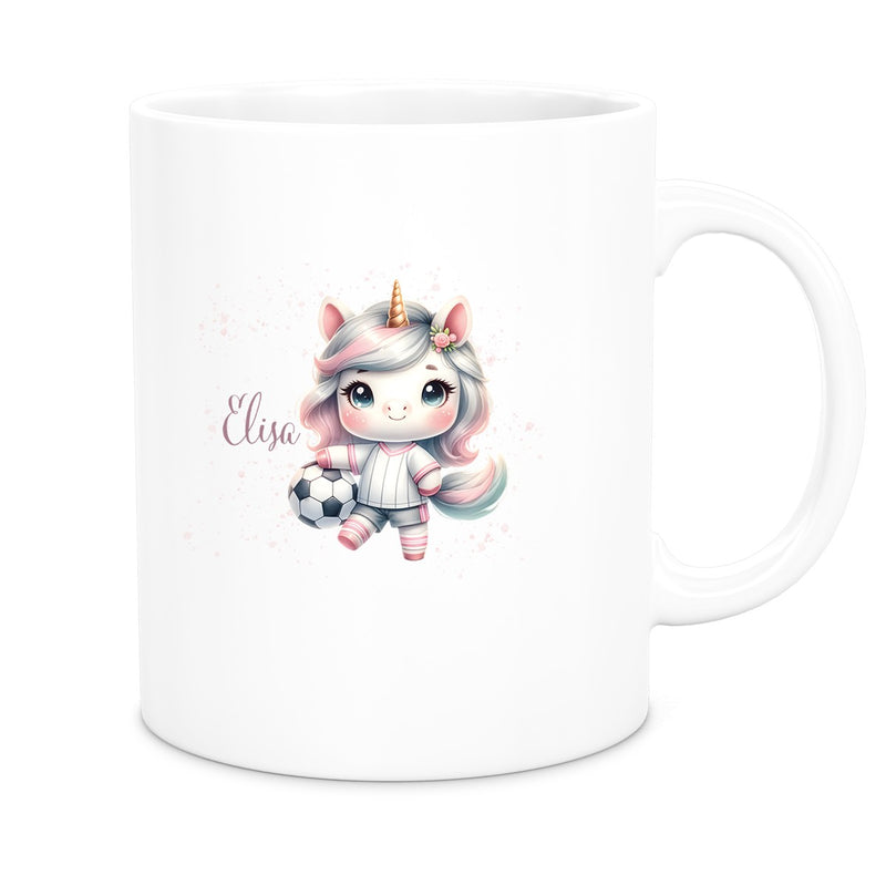 Tasse Fußball 10 Wunschname Keramik Kinderbecher personalisiert versch. Farben