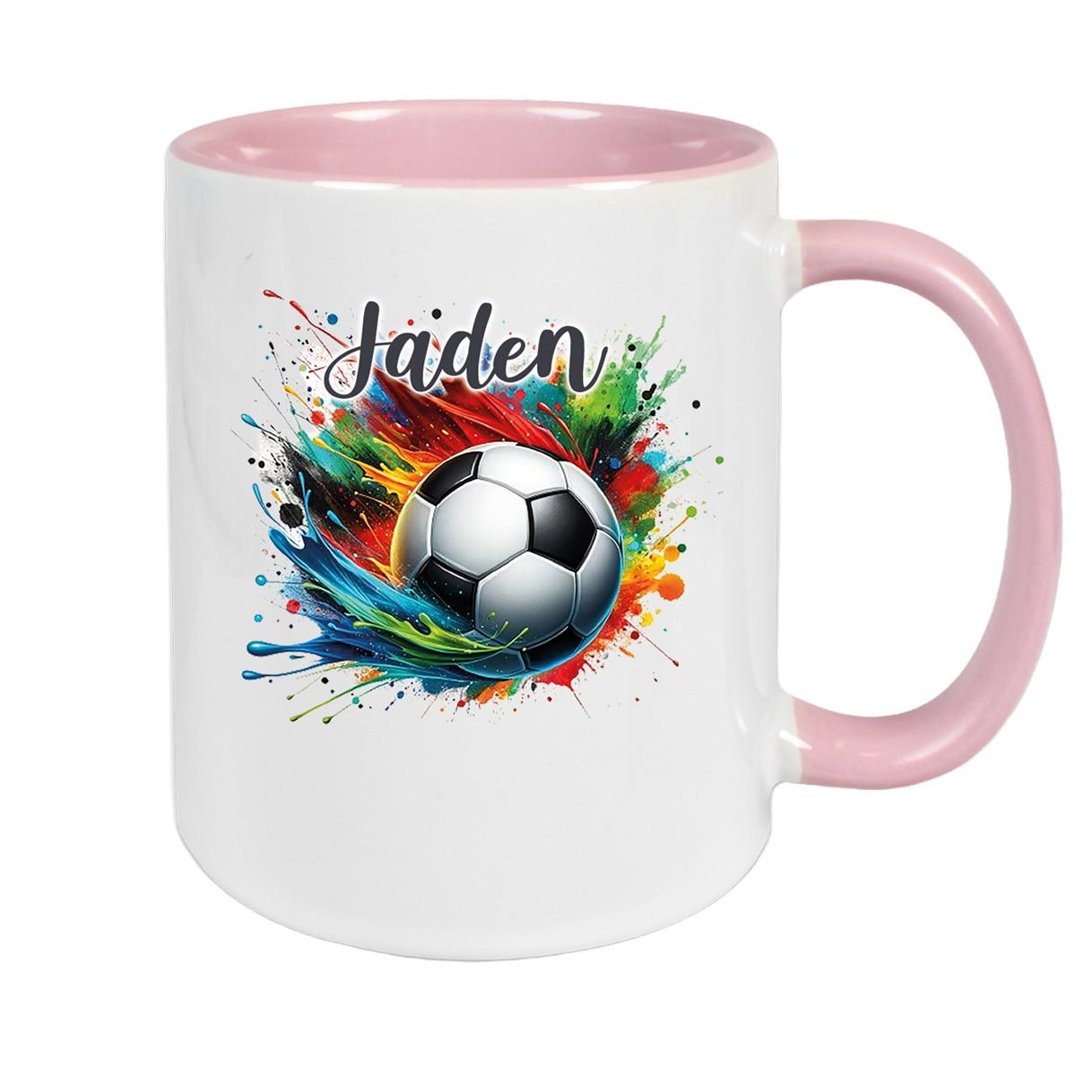 Tasse Wunschname Fußball 11 Keramik Kinderbecher personalisiert versch. Farben