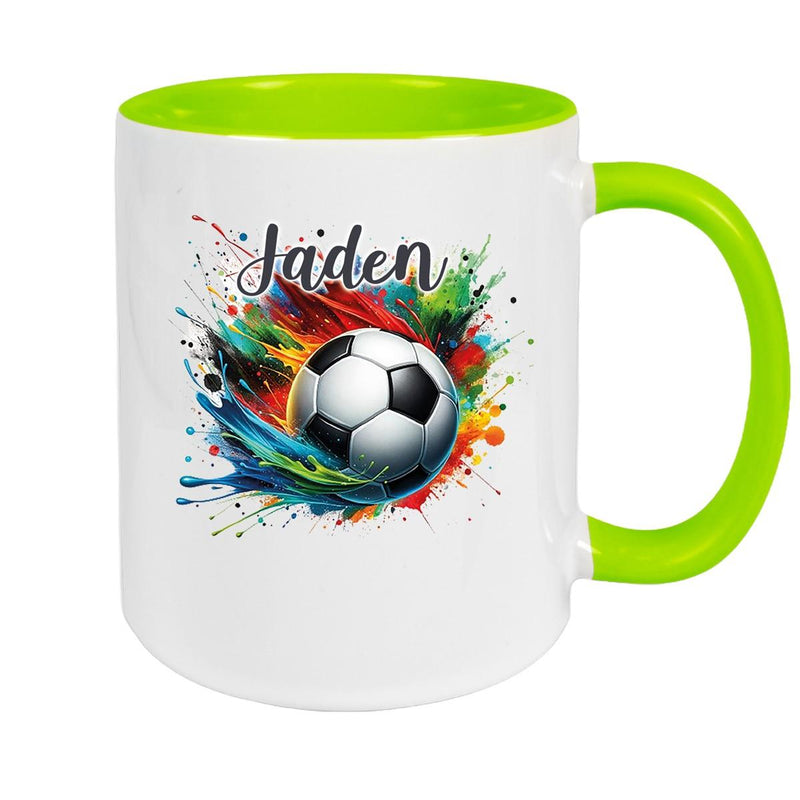 Tasse Wunschname Fußball 11 Keramik Kinderbecher personalisiert versch. Farben