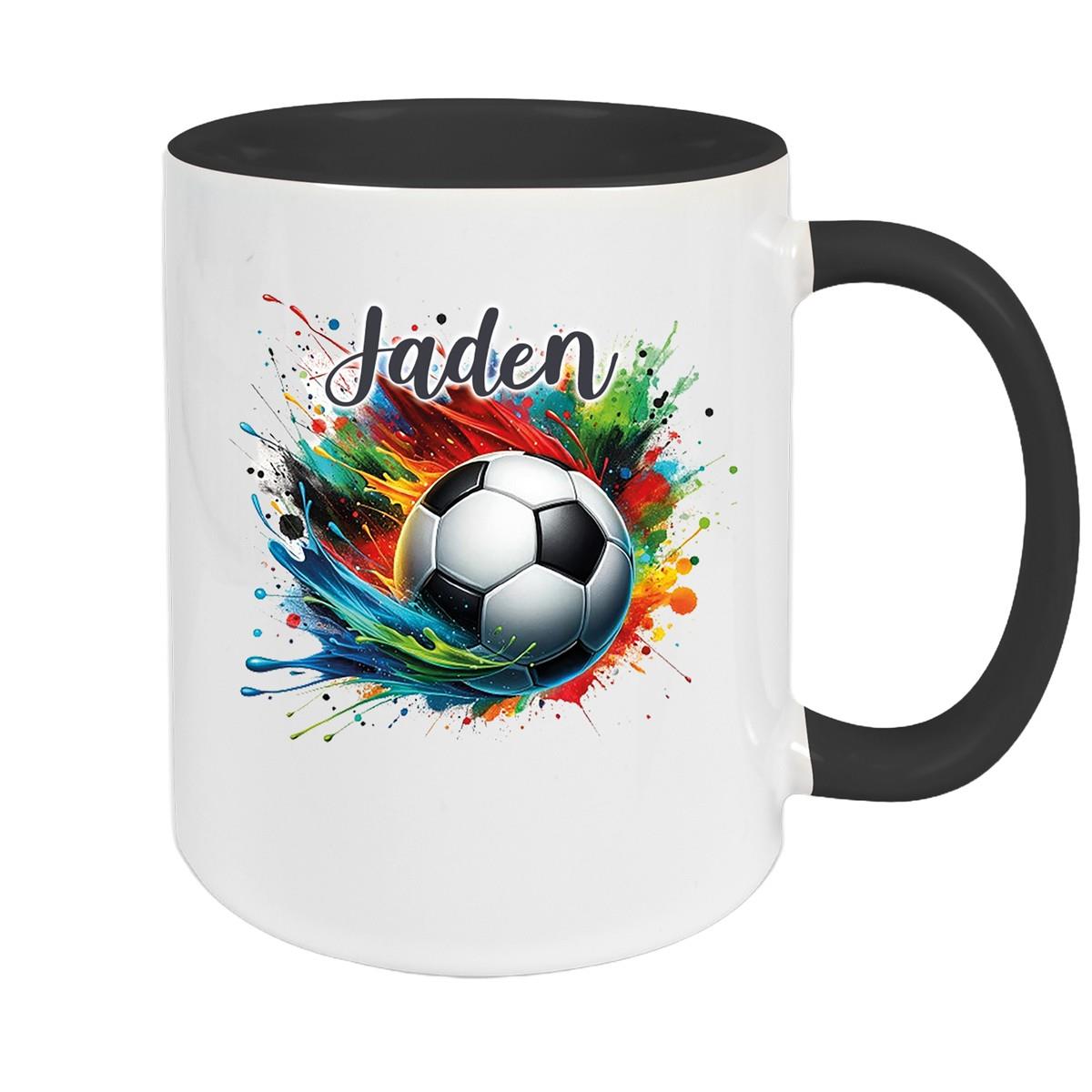 Tasse Wunschname Fußball 11 Keramik Kinderbecher personalisiert versch. Farben