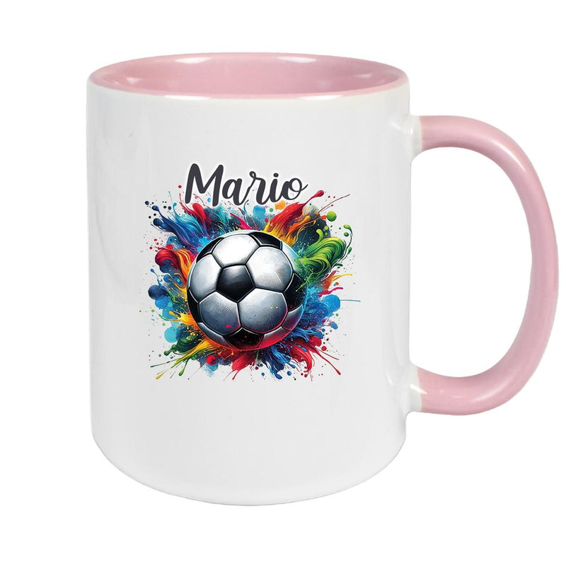 Tasse Wunschname Fußball 12 Personalisiert Keramik Kinderbecher versch. Farben