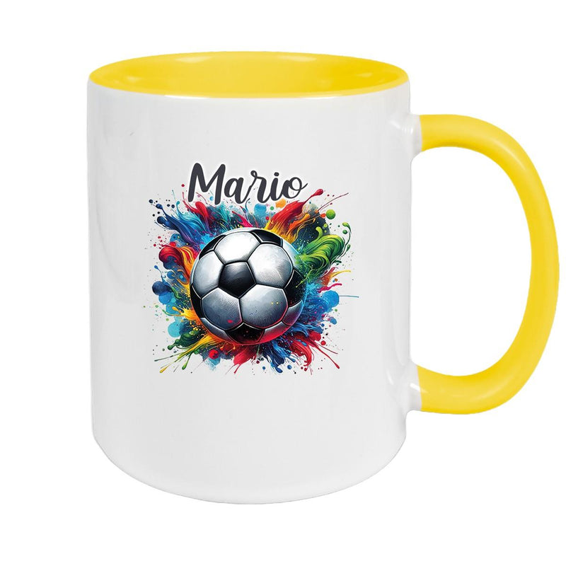 Tasse Wunschname Fußball 12 Personalisiert Keramik Kinderbecher versch. Farben