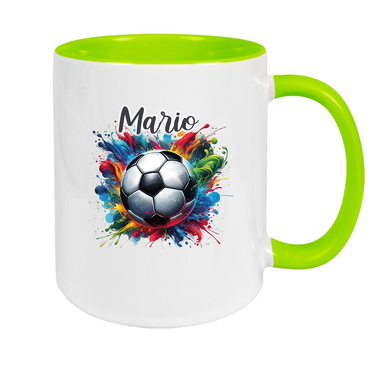 Tasse Wunschname Fußball 12 Personalisiert Keramik Kinderbecher versch. Farben