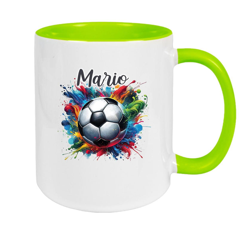 Tasse Wunschname Fußball 12 Personalisiert Keramik Kinderbecher versch. Farben