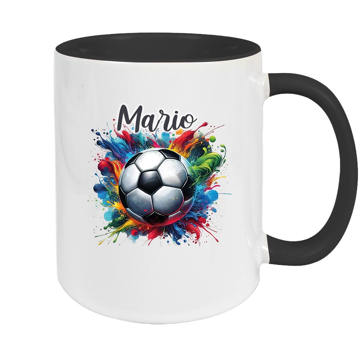 Tasse Wunschname Fußball 12 Personalisiert Keramik Kinderbecher versch. Farben