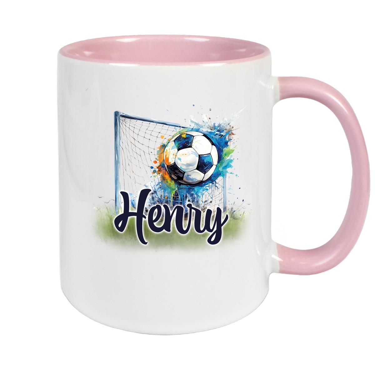 Tasse Wunschname Fußball 13 Personalisiert Keramik Kinderbecher versch. Farben
