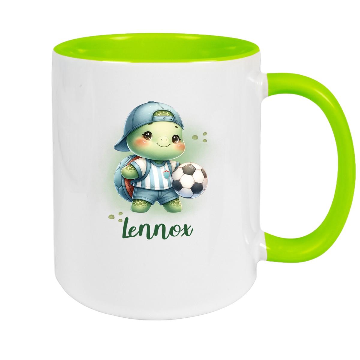 Tasse Wunschname Fußball 14 Personalisiert Keramik Kinderbecher versch. Farben