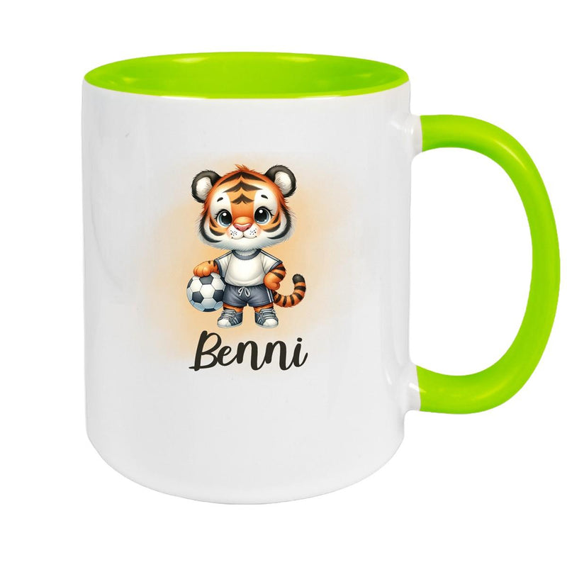 Tasse Wunschname Fußball 16 Personalisiert Tiger Keramik Kinderbecher versch. Farben