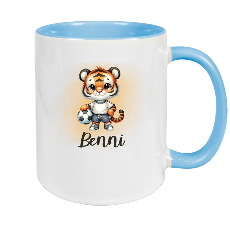 Tasse Wunschname Fußball 16 Personalisiert Tiger Keramik Kinderbecher versch. Farben