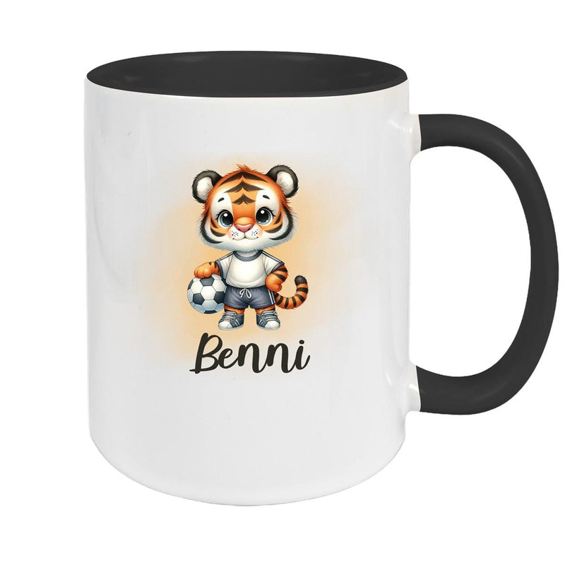 Tasse Wunschname Fußball 16 Personalisiert Tiger Keramik Kinderbecher versch. Farben