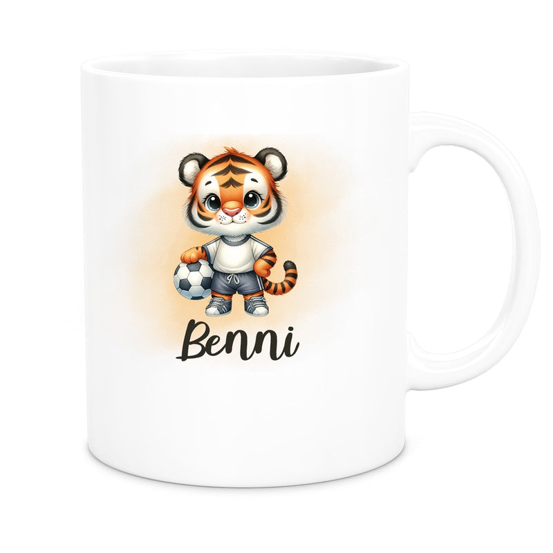 Tasse Wunschname Fußball 16 Personalisiert Tiger Keramik Kinderbecher versch. Farben