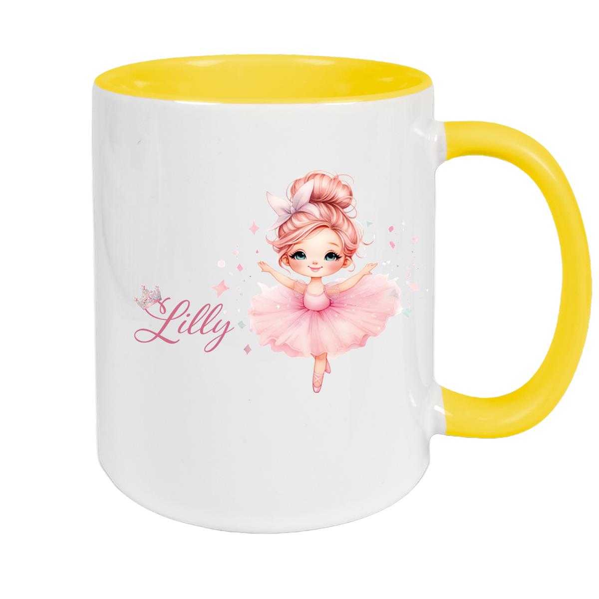 Tasse Ballerina 1 Wunschname Keramik Kinderbecher personalisiert versch. Farben