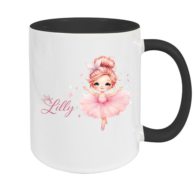 Ballerina Mug with Custom Name, Ceramic Children's Cup, Personalized, Various Colors