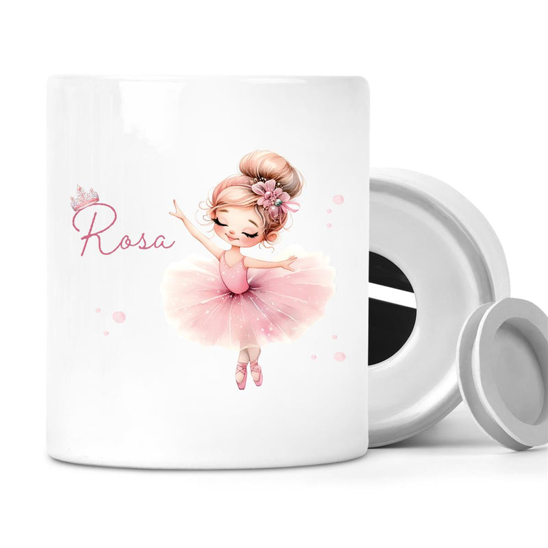 Personalized Ballerina Piggy Bank with Desired Name 3
